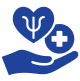 Hand holding heart and medical cross icon.