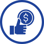 Thumbs up with dollar sign icon.